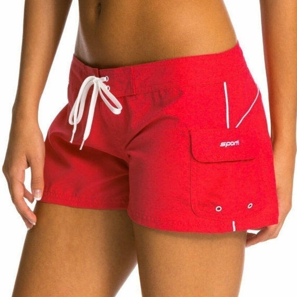 SPORTI Short Red BOARD SHORTS Large excellent condition - Picture 1 of 8